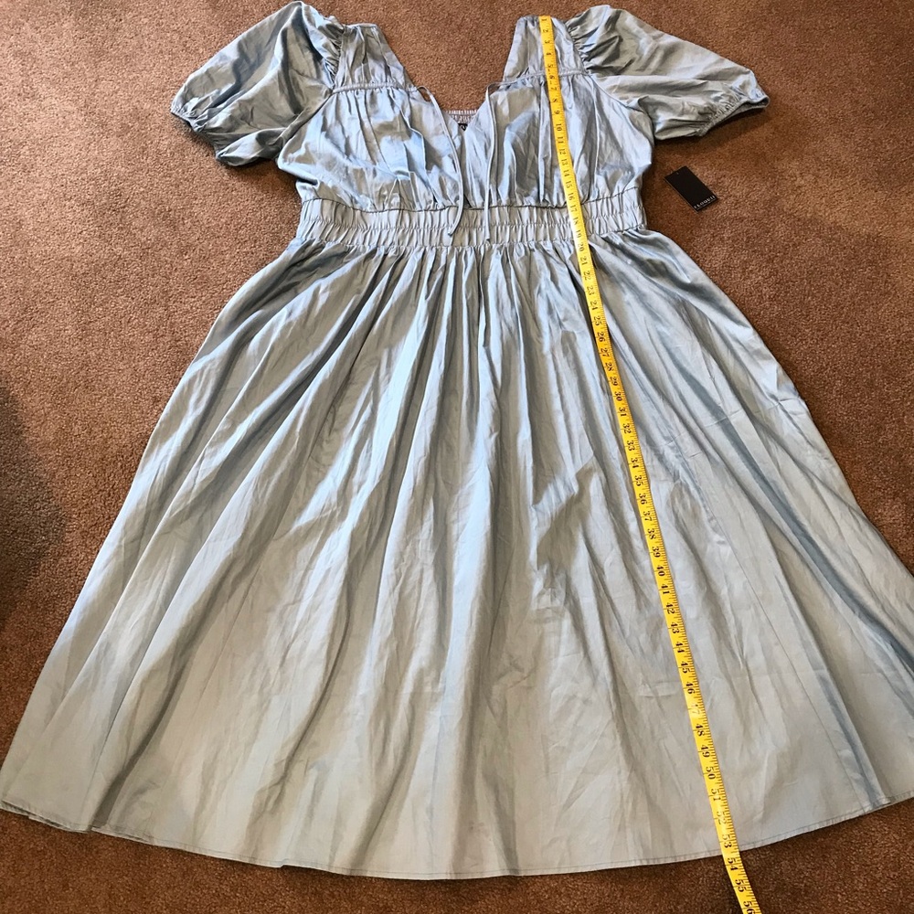 Eloquii Dress NWOT Plus Size 20 Midi Puff Sleeve Pockets in Ston… - Picture 2 of 9